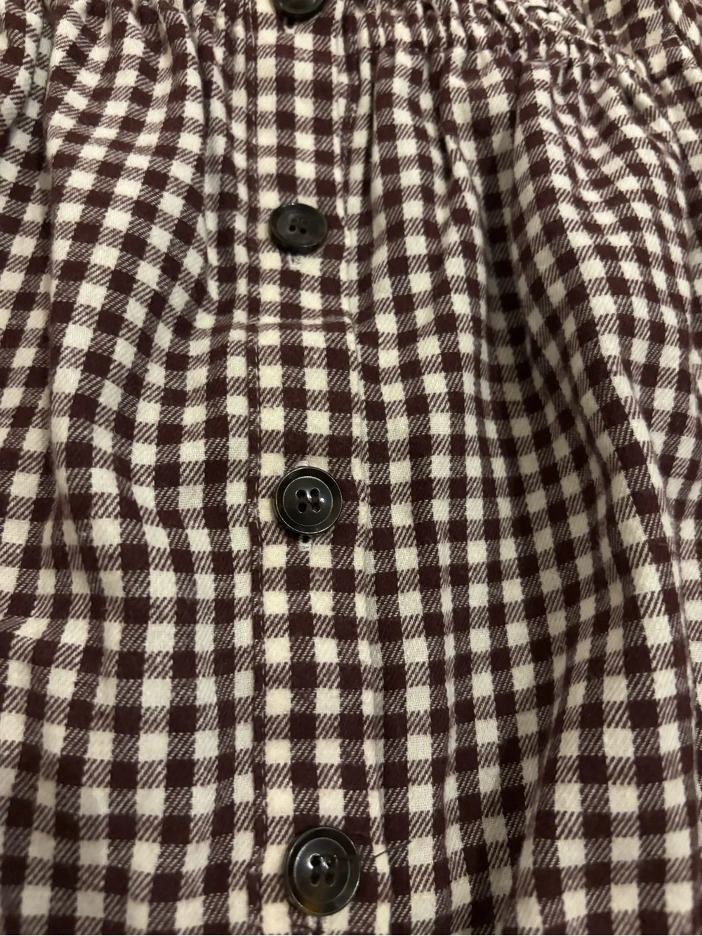 Madewell Brown and White Gingham Square-Neck Blouse
